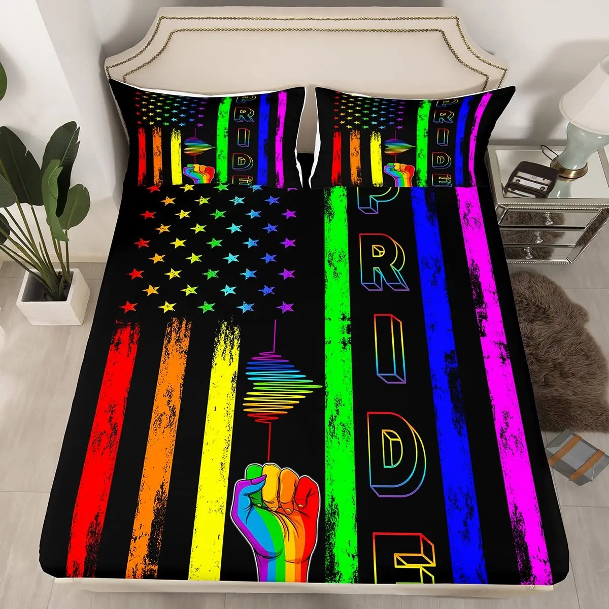 American Flag Bedding Rainbow Stripes Duvet Cover Pride for Love Theme for Teens Adults Woman Man Gifts Black Watercolor Decor
American Flag Bedding Rainbow Stripes Duvet Cover Pride for Love Theme for Teens Adults Woman Man Gifts Black Watercolor Decor