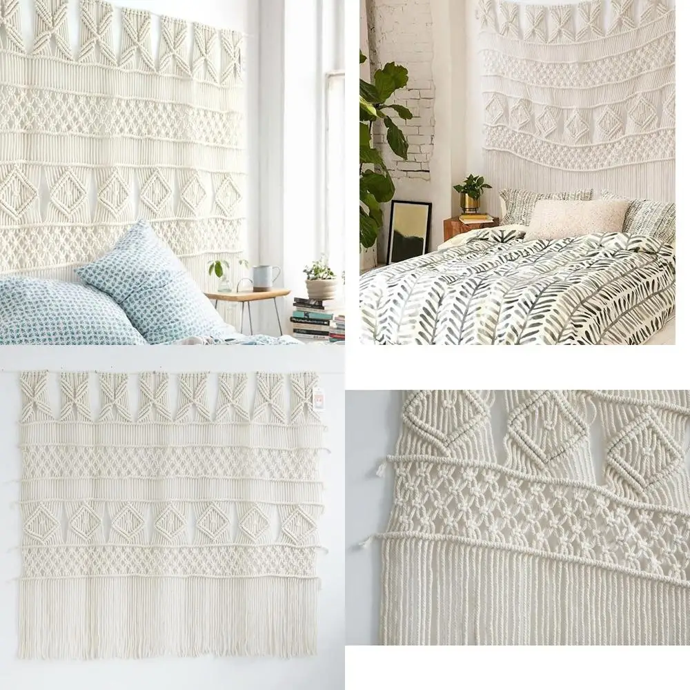 Large Boho Macrame Door Curtain 52"×57" 1 Se61c6e5a80a94d0bb7b10174e1d25f045