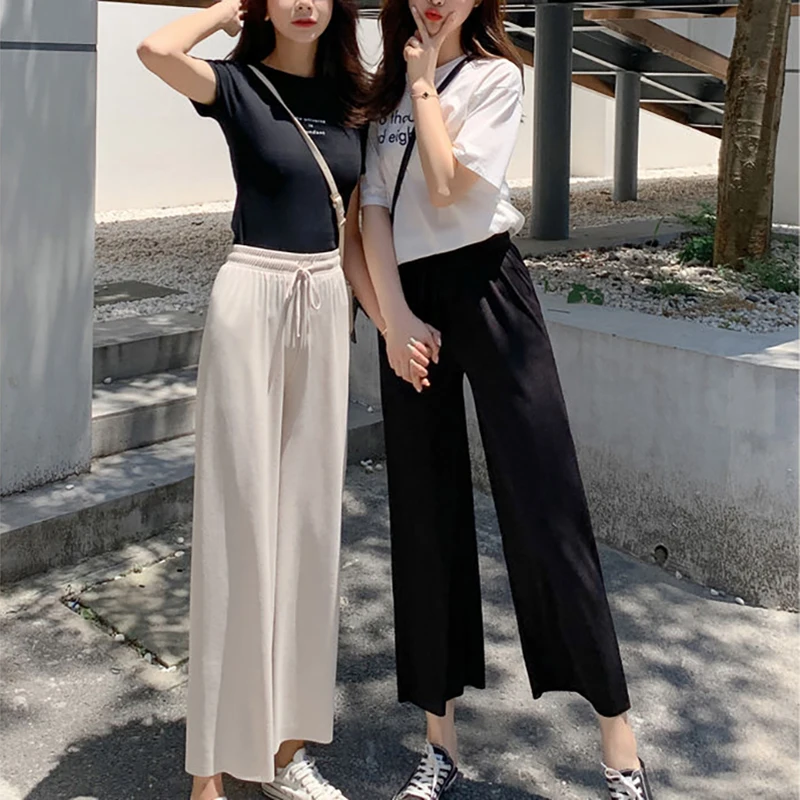 High Waist Women Trousers Stretchable Ice Silk Long Wide Leg Pants 2022 Summer Female Loose Casual Korean Fashion Breathable
High Waist Women Trousers Stretchable Ice Silk Long Wide Leg Pants 2022 Summer Female Loose Casual Korean Fashion Breathable