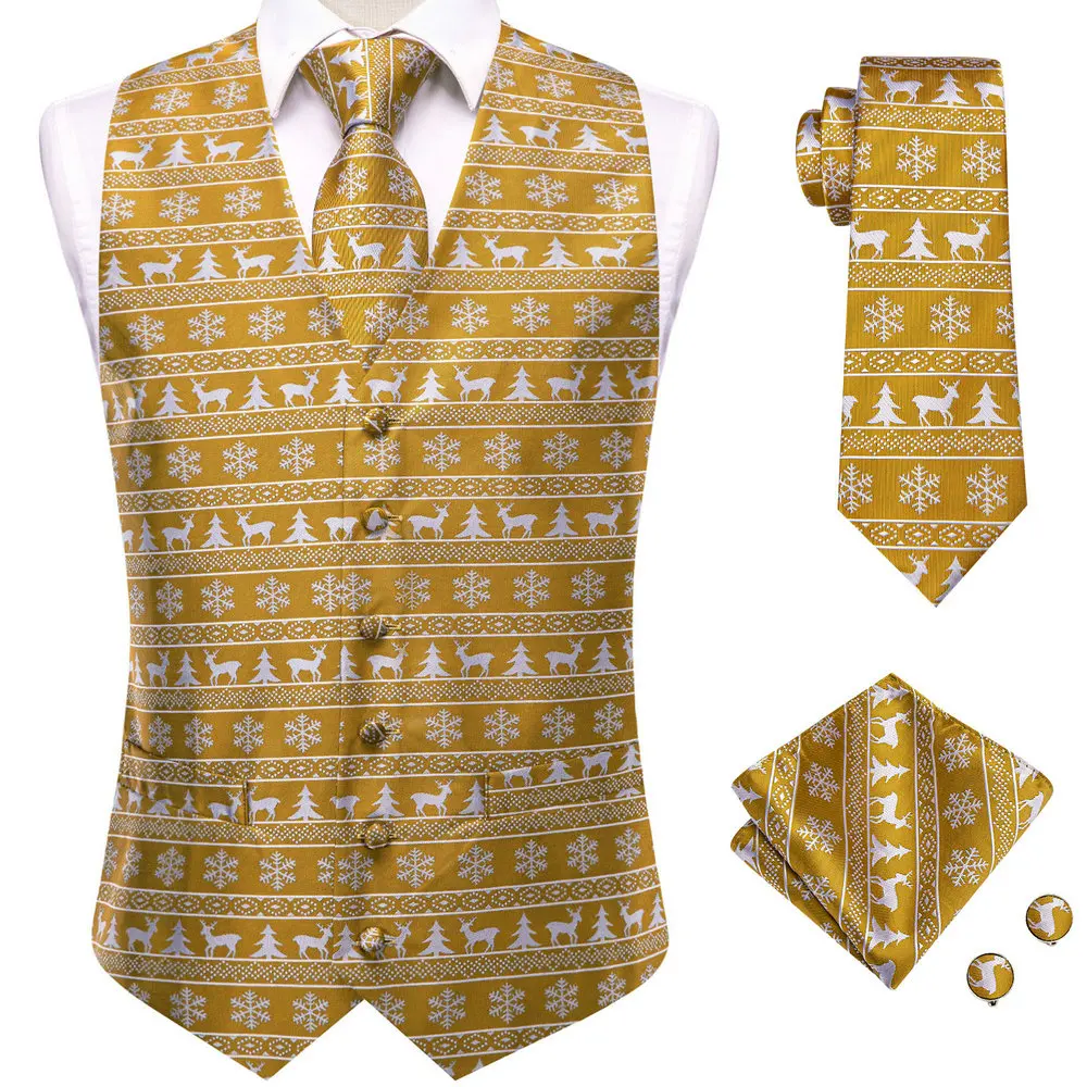 Christmas Mens Vest Brown White Silk Tie Hanky Cufflinks Set Jacquard Waistcoat Jacket Necktie for Male Business Oversize Hi-Tie
Christmas Mens Vest Brown White Silk Tie Hanky Cufflinks Set Jacquard Waistcoat Jacket Necktie for Male Business Oversize Hi-Tie
