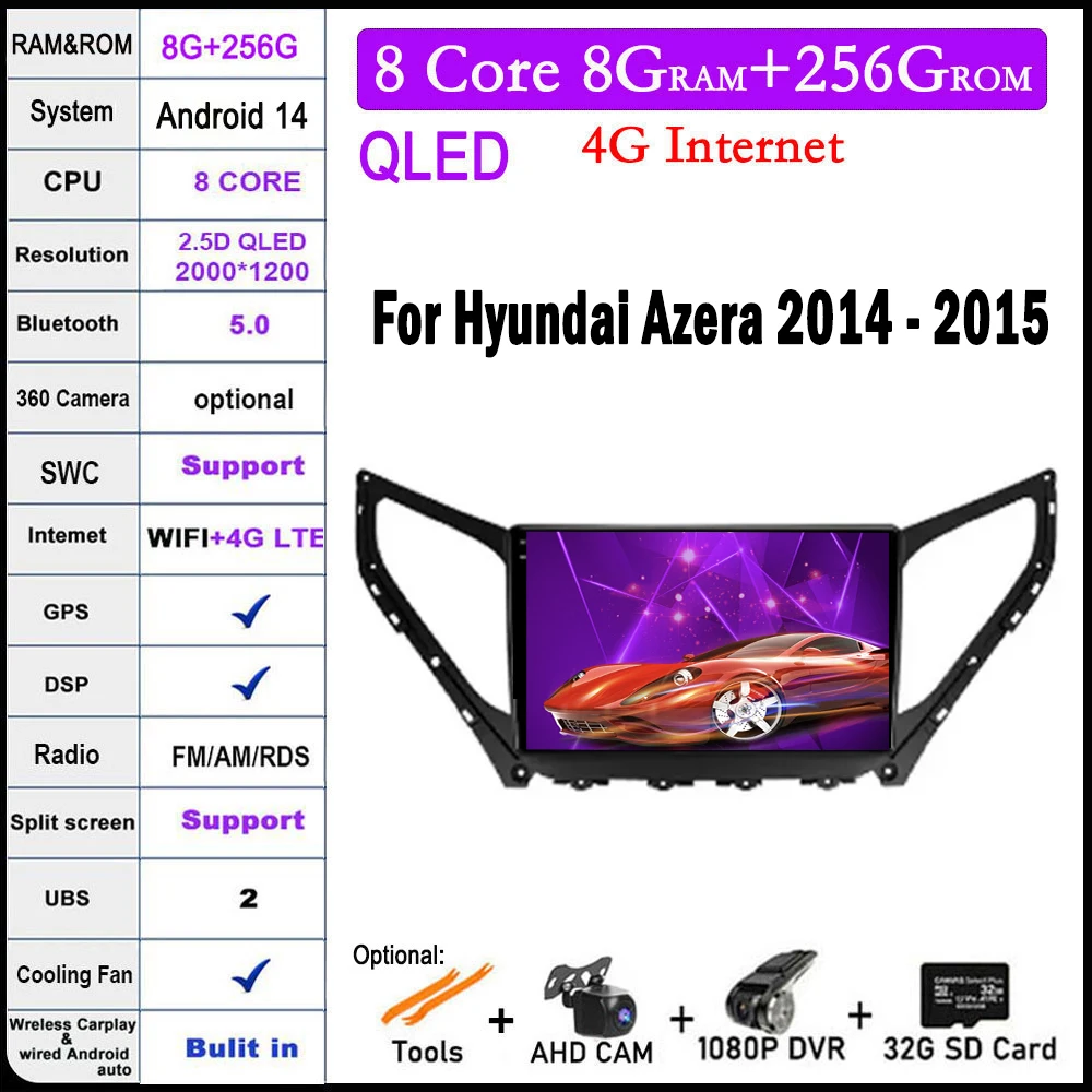 9 lnch For Hyundai Azera 2014 - 2015 Car Carplay Video Player GPS Navigation Multimedia Stereo 4G LET
9 lnch For Hyundai Azera 2014 - 2015 Car Carplay Video Player GPS Navigation Multimedia Stereo 4G LET