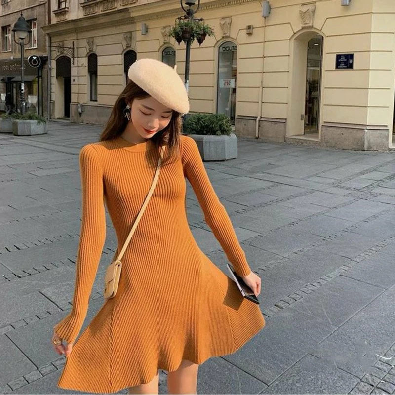 Knitted Orange Dress Women Mini Slim High Waist O-neck Elegant Simple Dress Autumn Vintage Dresses Prom Ball Gown Knitwear O221
Knitted Orange Dress Women Mini Slim High Waist O-neck Elegant Simple Dress Autumn Vintage Dresses Prom Ball Gown Knitwear O221