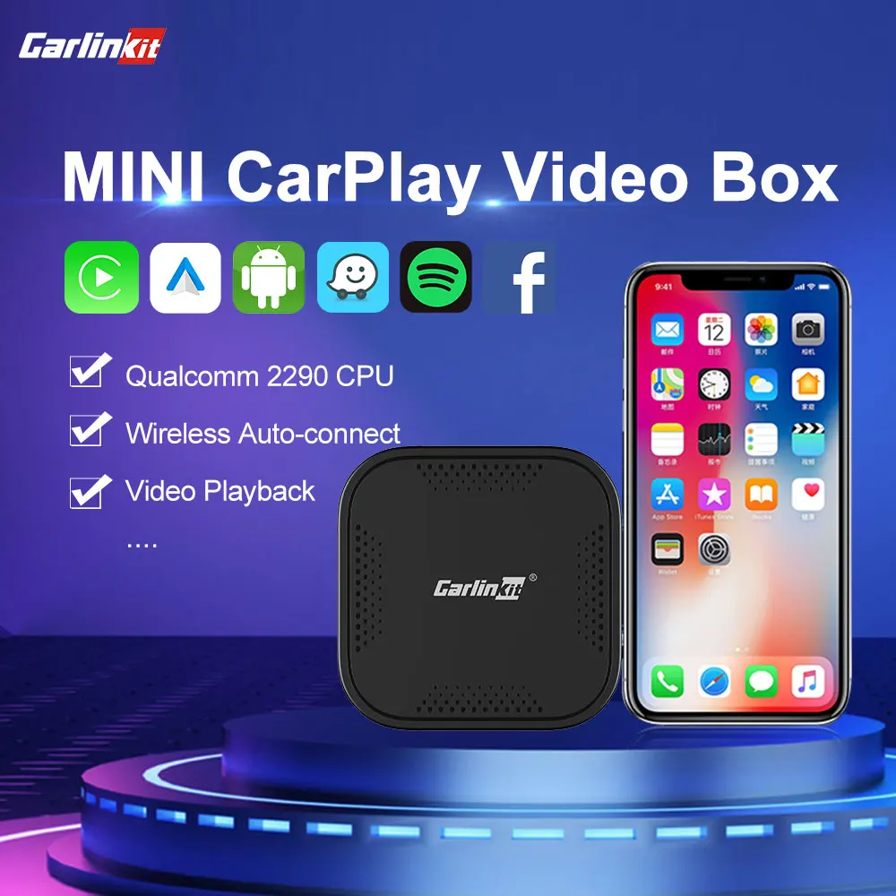 

Basic Pro CarlinKit MINI CarPlay Ai Box Qualcomm 2290 3G+32G Wireless Android Auto& CarPlay Dongle For Netflix IPTV Smart TV Box