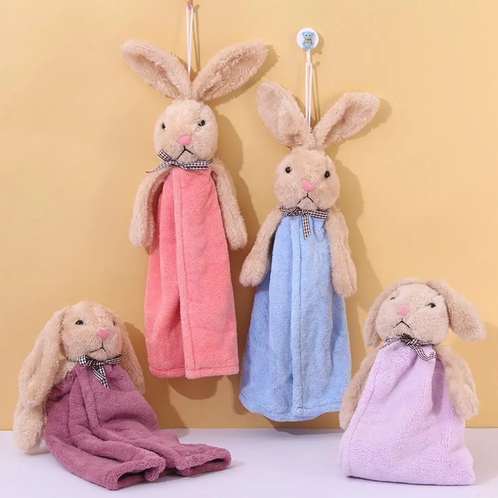 

Cartoon Rabbit Coral Velvet Hand Towel Strong Water Absorption Microfiber Hanging Coral Fleece Cleaning Cloth Household Supplies