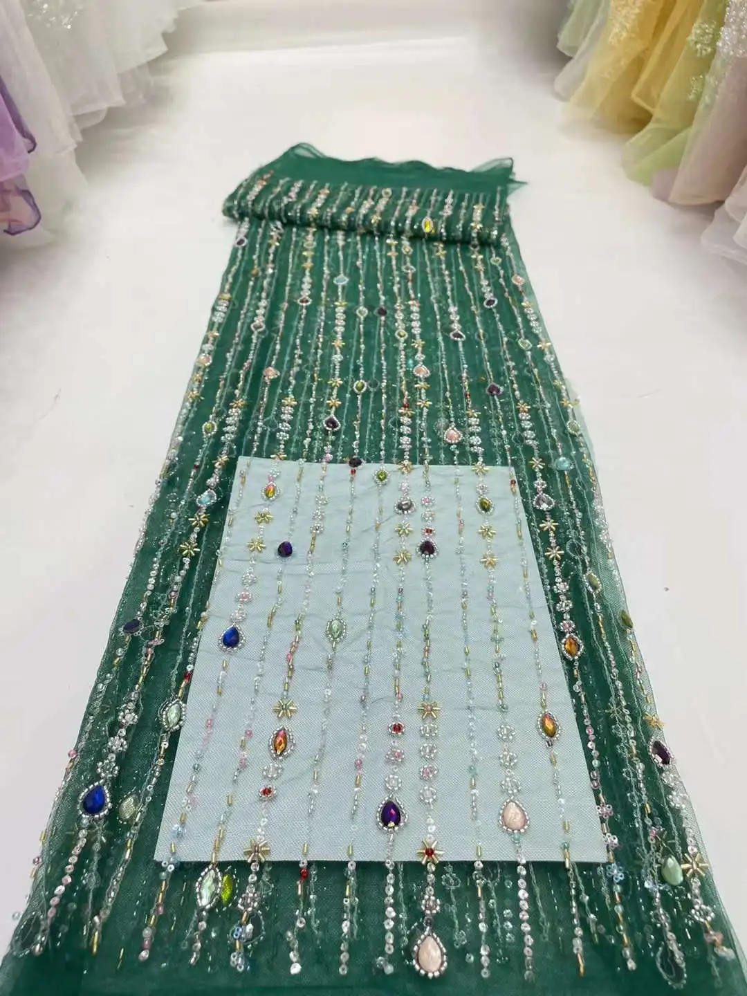 African Sequins Stones Lace Fabrics 2023 High Quality Green French Nigerian Tulle Lace Fabrics For Wedding Party Dress Sewing
African Sequins Stones Lace Fabrics 2023 High Quality Green French Nigerian Tulle Lace Fabrics For Wedding Party Dress Sewing