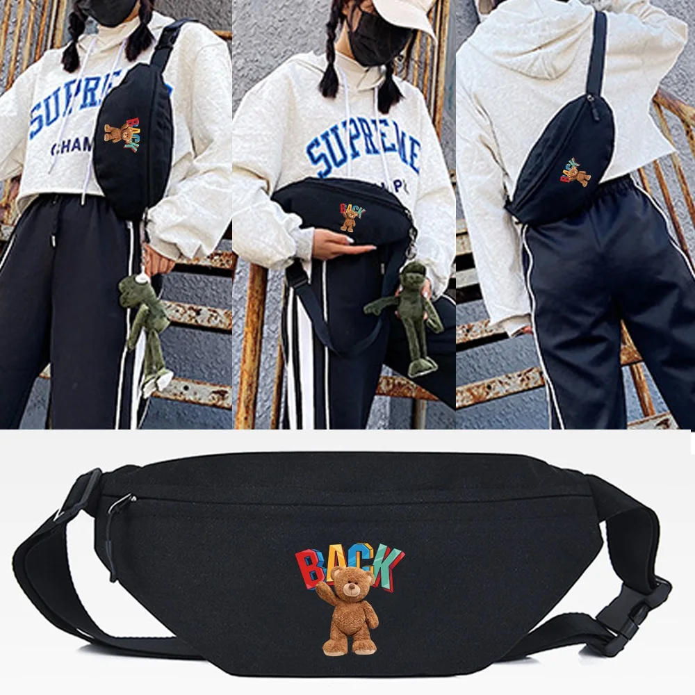 

Waist Bag New Casual Crossbody Shoulder Bag Back Bear Print Fanny Packs Sport Chest Bag Pouch for Money Phone Unisex Bum Hip Bag
