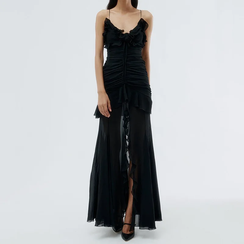 Women Spaghetti Strap Maxi Dress Summer Sleeveless Fit and Flare Slim Ruffles Split Casual Slip Holiday Dress 2023
Women Spaghetti Strap Maxi Dress Summer Sleeveless Fit and Flare Slim Ruffles Split Casual Slip Holiday Dress 2023