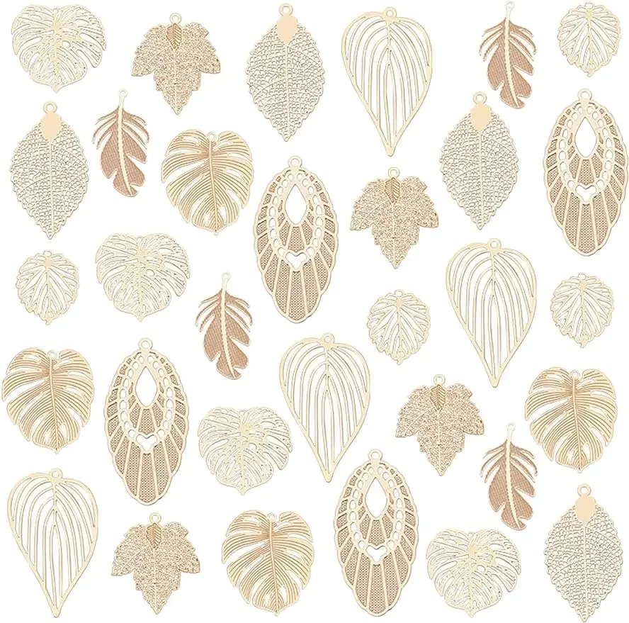 32Pcs 8 Style Tree Leaf Charms Brass Monstera Leaf Pendants Filligree Etched Maple Leaf for Necklace Earring Jewelry Making
32Pcs 8 Style Tree Leaf Charms Brass Monstera Leaf Pendants Filligree Etched Maple Leaf for Necklace Earring Jewelry Making