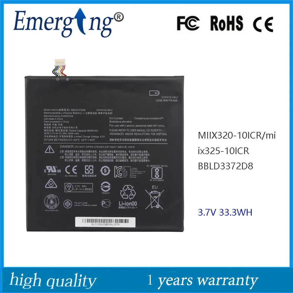 Оригинальный аккумулятор BBLD3372D8 3,7 в Вт/ч для Lenovo IdeaPad Miix 320-10ICR Miix325-10ICR 80XF000YGE 80XF002HMZ 5B10N38140
Оригинальный аккумулятор BBLD3372D8 3,7 в Вт/ч для Lenovo IdeaPad Miix 320-10ICR Miix325-10ICR 80XF000YGE 80XF002HMZ 5B10N38140