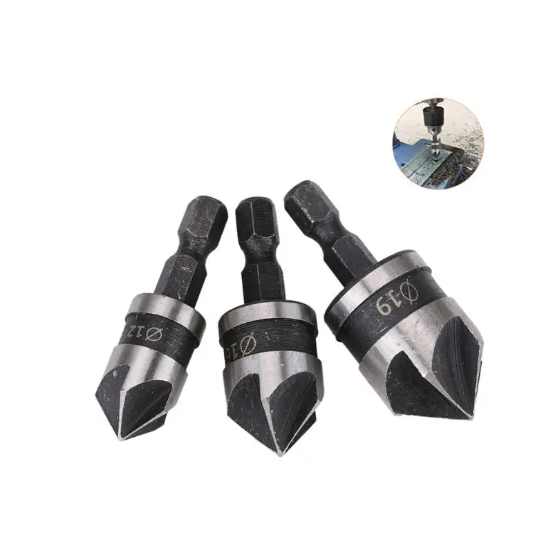 3pcs/set 90 Degree 1/4 Drill Rod 5 Flute 12mm 16mm 19mm Debur Sink Counter Bevel Chamfering
3pcs/set 90 Degree 1/4 Drill Rod 5 Flute 12mm 16mm 19mm Debur Sink Counter Bevel Chamfering
