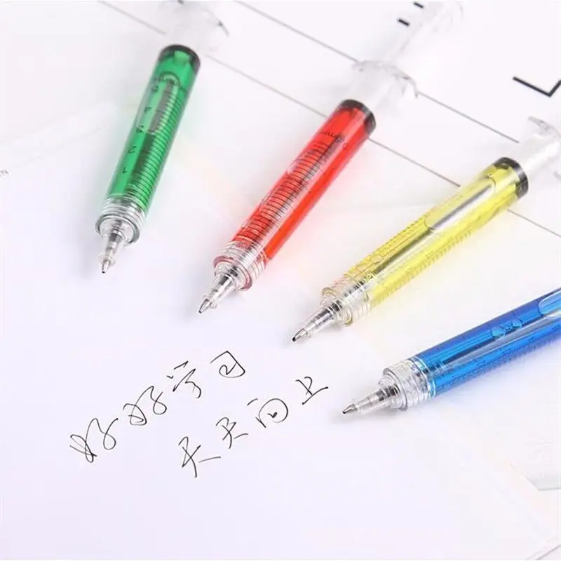 

Black Ink Ball Multicolor Pen Point Ballpoint Needle Tube Shape Syringe