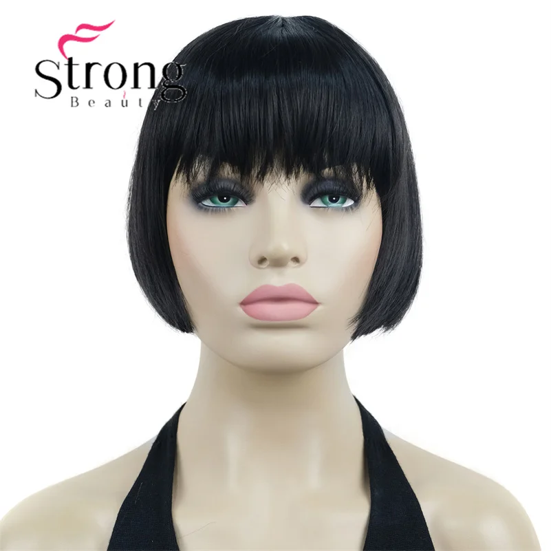 StrongBeauty Short Bob With Bangs Black Heat Resistant Full Synthetic Wig for women COLOUR CHOICES
StrongBeauty Short Bob With Bangs Black Heat Resistant Full Synthetic Wig for women COLOUR CHOICES