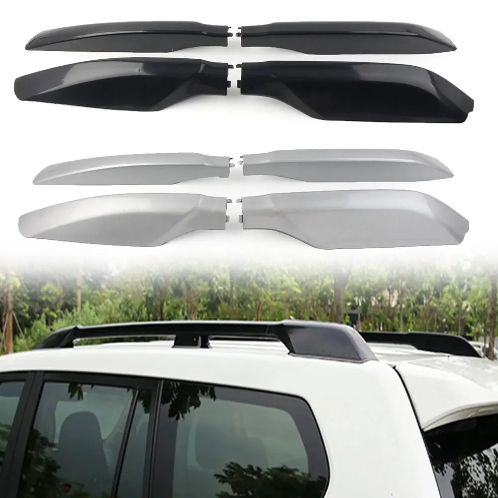 

4Pcs Car Roof Rack Bar Rail End Protection Cover Shell For Toyota Land Cruiser Prado FJ150 2010-2018 Black/Chrome