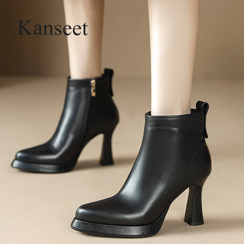 Kanseet High Quality Platform Women Genuine Leather Ankle Boots 2023 Autumn Winter Shoe Elegant Pointed Toe High Heel Short Boot
Kanseet High Quality Platform Women Genuine Leather Ankle Boots 2023 Autumn Winter Shoe Elegant Pointed Toe High Heel Short Boot