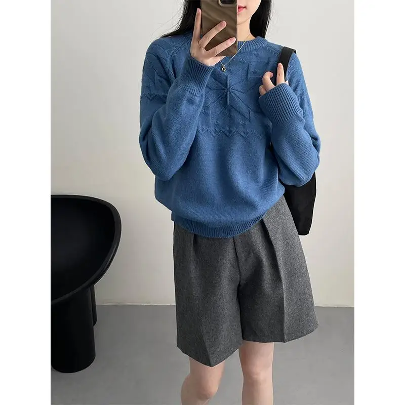 Women's Sweater Autumn/winter Round Neck Casual Loose Top Korean High-End Solid Pullover Women Clothing
Women's Sweater Autumn/winter Round Neck Casual Loose Top Korean High-End Solid Pullover Women Clothing