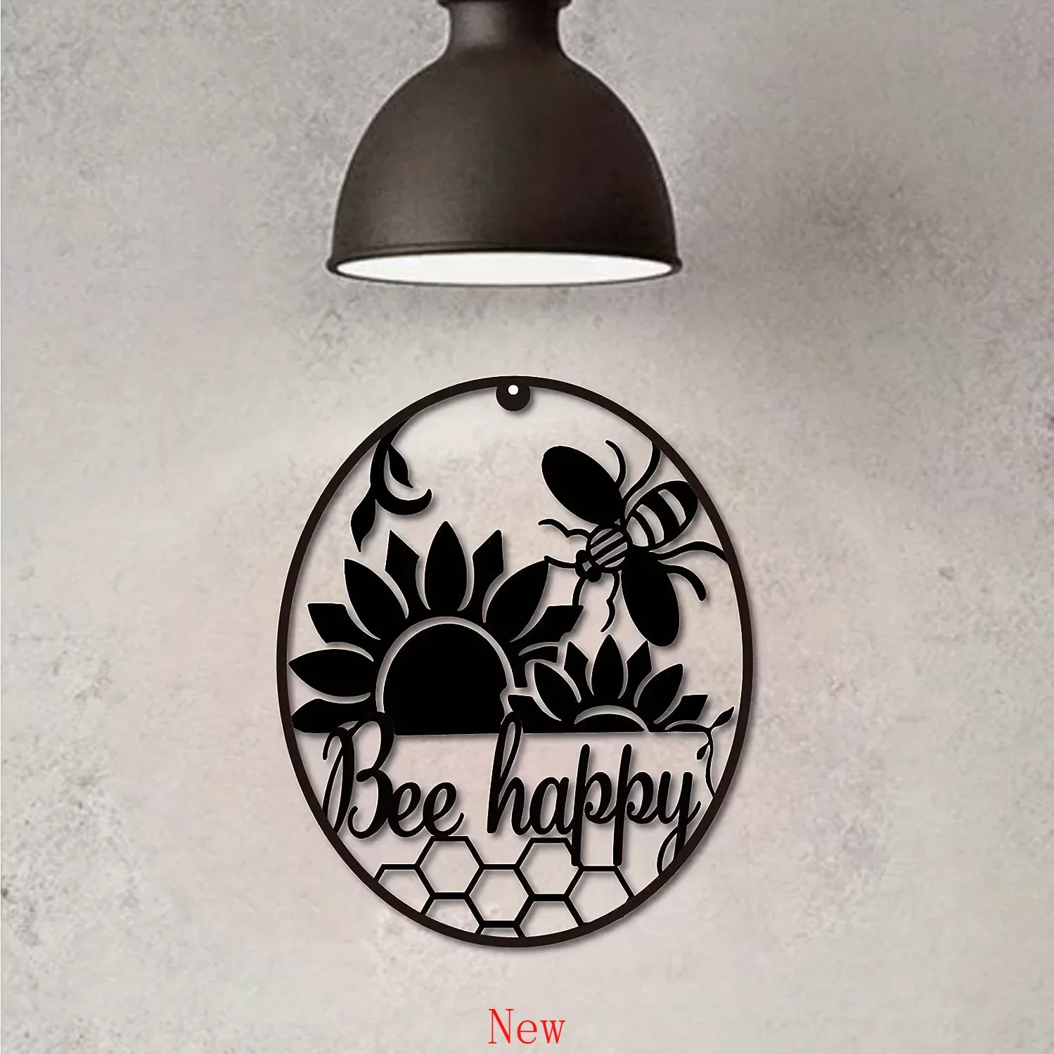 

Promotion Metal Bee Happy Home Art Honeycomb Decorative Wall Hanging Silhouette Sculpture Decoration Iron Sign Suitable for Fami