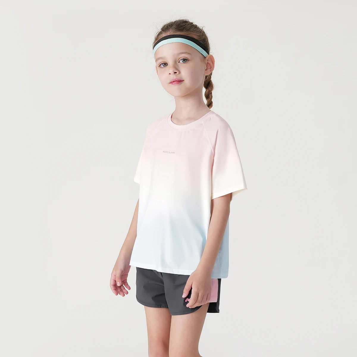 

MARC&JANIE Boys Girls Gradient Color Elastic Short Sleeve T-shirt for Summer 240328