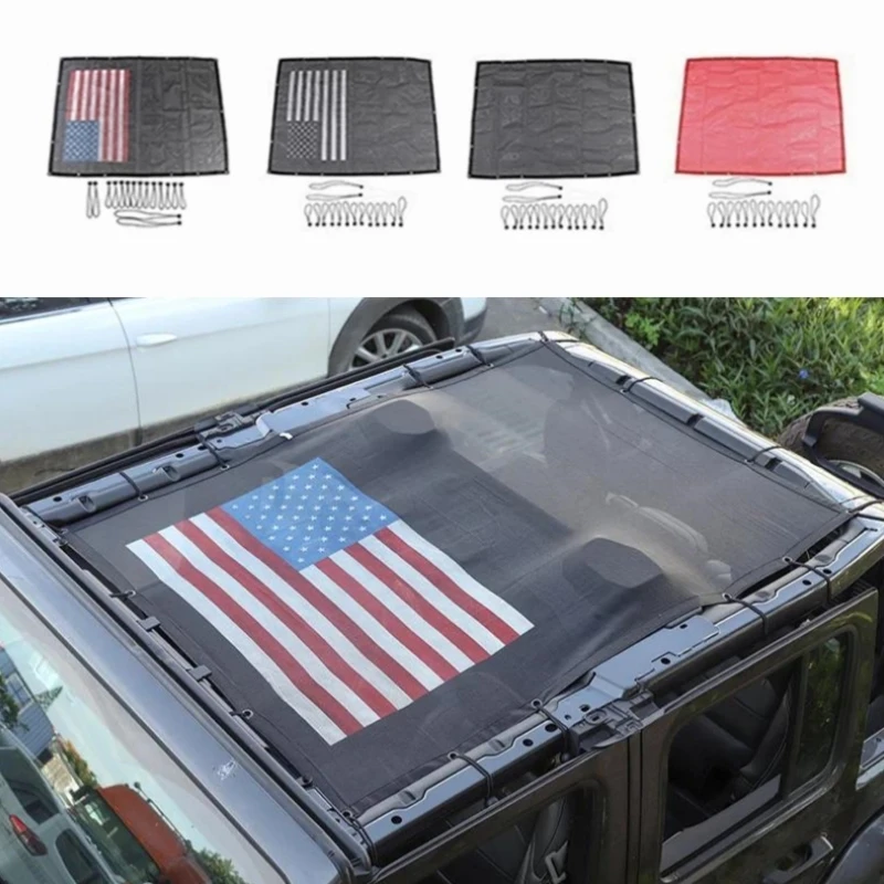 

Car Top Sunshade Cover Roof Anti UV Sun Protection Heat Insulation Net for Jeep Wrangler JL Gladiator JT 4 Door 2018-2023 Up