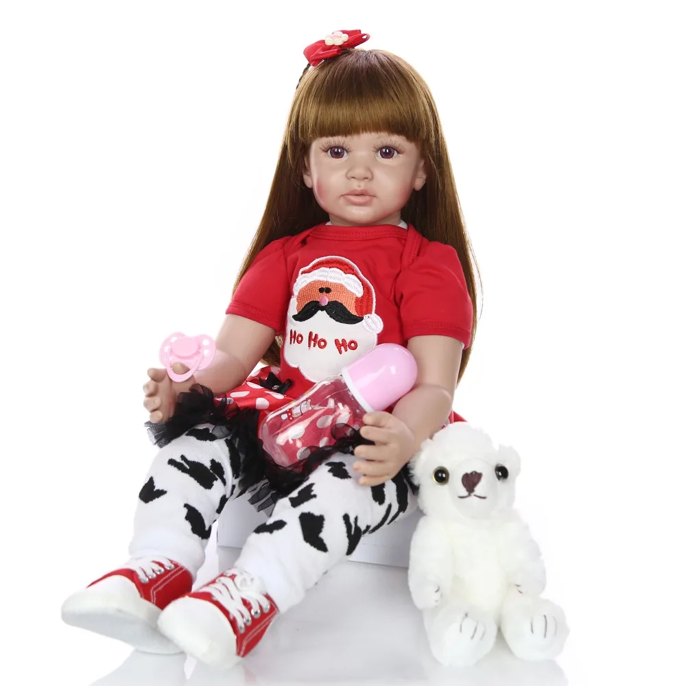 24 Inch Reborn Toddler Girl Doll Brown Long Hair Wig Cloth Body Silicone Baby Doll Alive Real Lifelike Children Gift Toys
24 Inch Reborn Toddler Girl Doll Brown Long Hair Wig Cloth Body Silicone Baby Doll Alive Real Lifelike Children Gift Toys