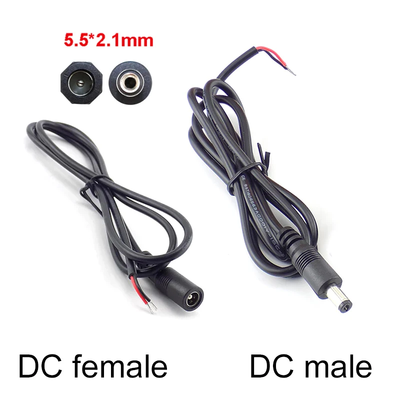 

0.25M/1M 12V DC Male Female Connector Power Supply Cord Extension Cable for CCTV LED Strip Light Adapter 22AWG Wire 5.5*2.1mm
