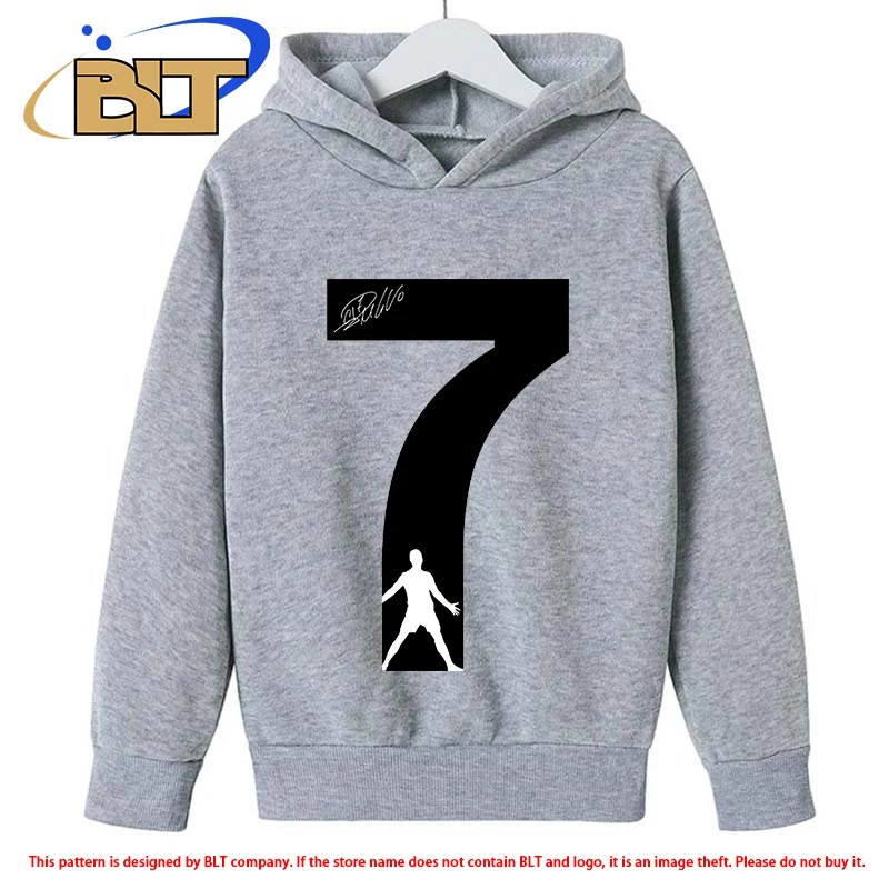 Ronaldo printed children's clothing autumn and winter children's velvet hoodie gray sports top for boys and girls 
Ronaldo printed children's clothing autumn and winter children's velvet hoodie gray sports top for boys and girls