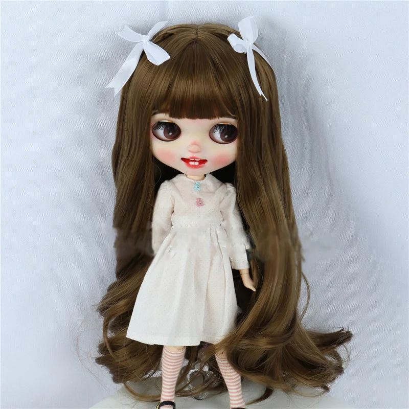 

Blyth doll wig for Blyth size bjd girl wig cute versatile bow soft silk long curly hair Blyth wig doll accessories