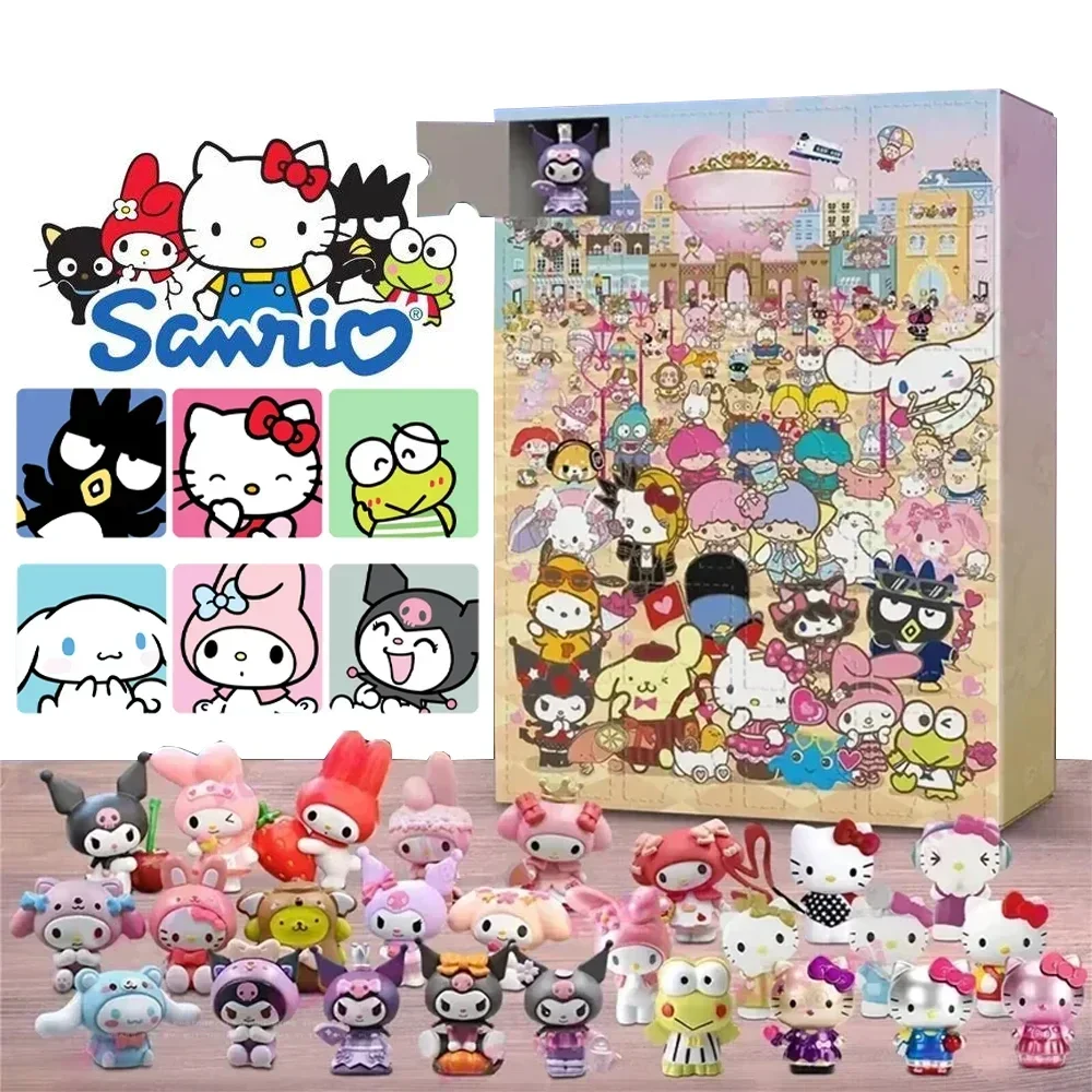 

Sanrio Hello Kitty Kuromi My Melody Christmas Cinnamoroll Advent Calendar Blind Box Children Toy Desktop Decoration Gifts Box