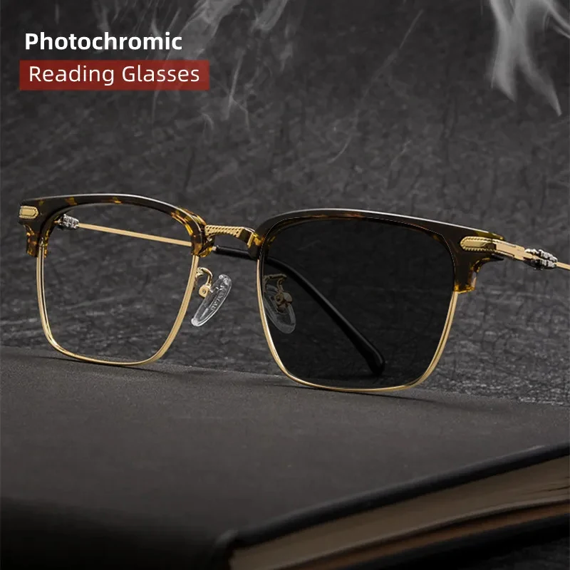 Vintage Square Titanium Alloy Glasses Half-Frame Anti Blue Light Photochromic Reading Glasses For Men Women Reader +1.75 2.5 3.0
Vintage Square Titanium Alloy Glasses Half-Frame Anti Blue Light Photochromic Reading Glasses For Men Women Reader +1.75 2.5 3.0