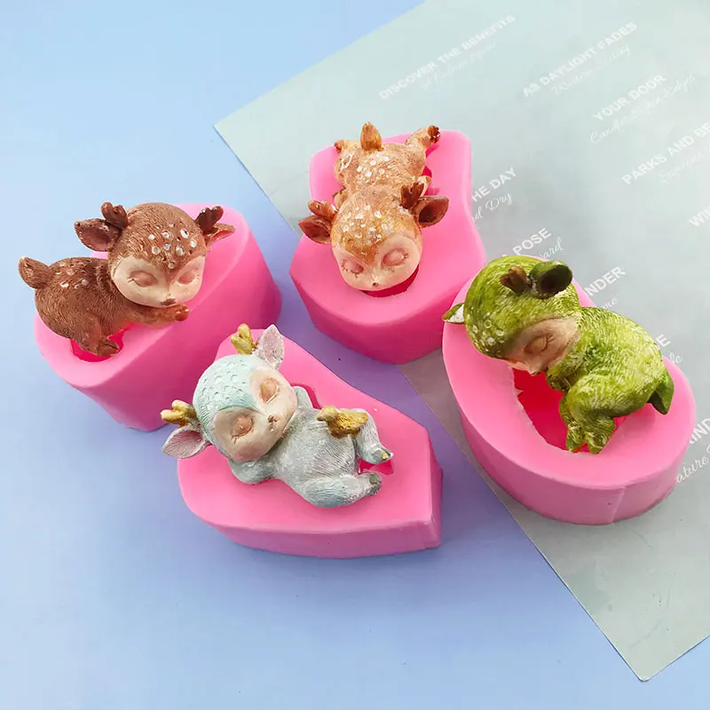 

3D Cute Deer Silicone Mold Fondant Chocolate Cupcake Dessert Cake Decorating Tools Sika Deer Shape Kitchen Baking Mould