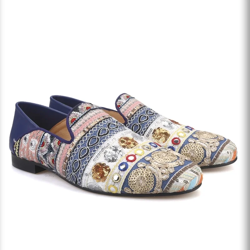 Mixed Color Sequin Embroidery Men Loafers Fashion Comfortable Slip On Men Shoes Novel Handmade Runway Banquet Men Casual Shoes
Mixed Color Sequin Embroidery Men Loafers Fashion Comfortable Slip On Men Shoes Novel Handmade Runway Banquet Men Casual Shoes