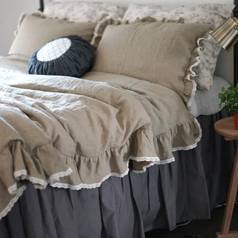 100% Linen Dark Natural Bedding Set with Lace Duvet Cover And Pillowcases Washed Natural Flax Quilt Cover Set Queen King Size
100% Linen Dark Natural Bedding Set with Lace Duvet Cover And Pillowcases Washed Natural Flax Quilt Cover Set Queen King Size