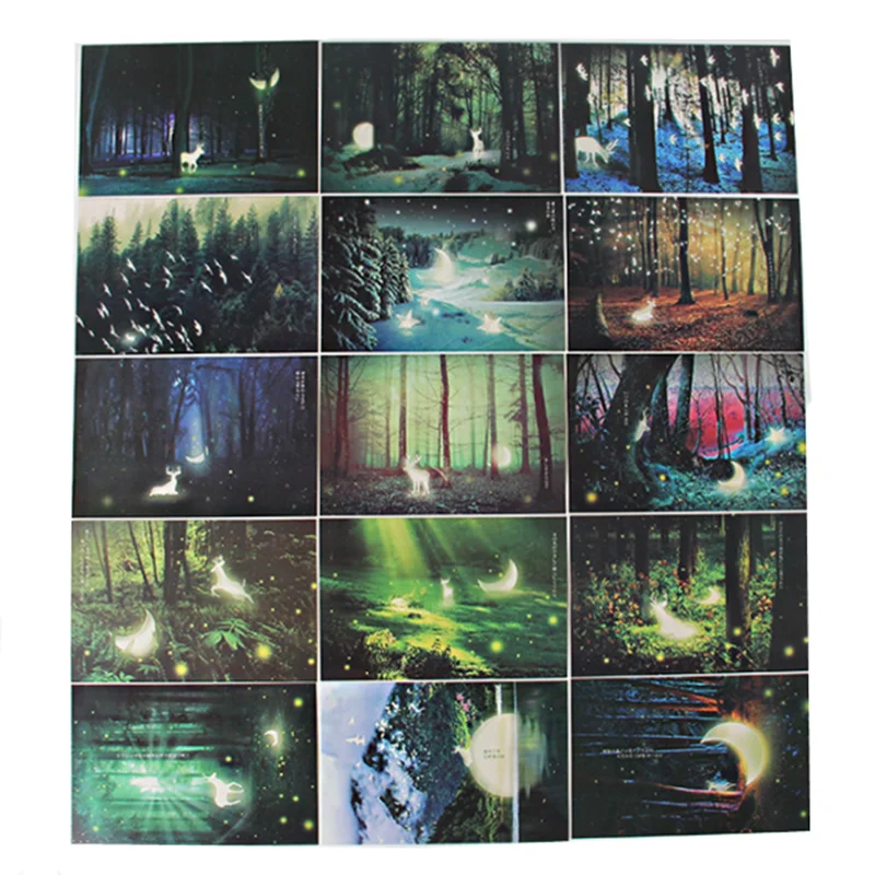 

30 Sheets/Lot Dream Postcards Christmas Blessing Greeting Cards Creative Decorative Postal Card Luminous Wall Sticker Lettercard