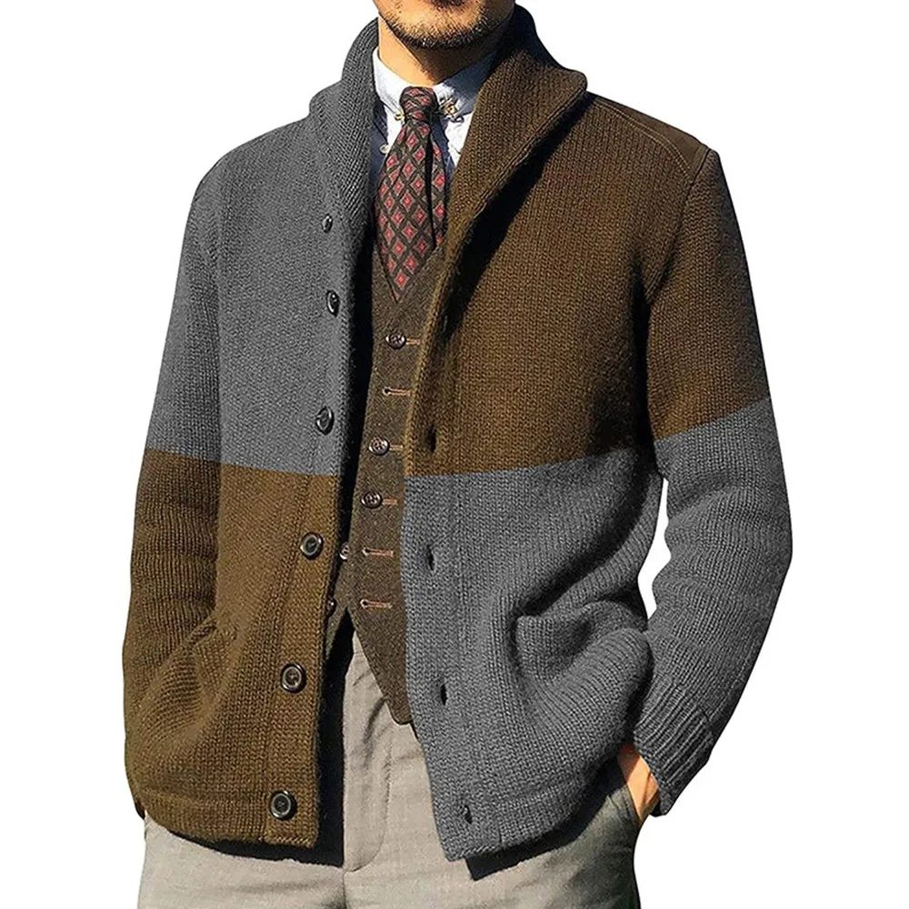 Men's Polyester Knitted Sweater Cardigan Coat with Single Breasted Closure in Color Block Design for Everyday Wear
Men's Polyester Knitted Sweater Cardigan Coat with Single Breasted Closure in Color Block Design for Everyday Wear