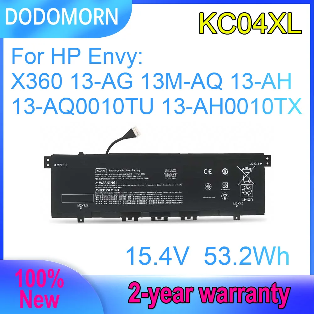 

DODOMORN KC04XL Laptop Battery For HP Envy X360 13-AG 13M-AQ 13-AH 13-AQ0010TU AH0010TX AH0001NW AH0003NE Series 15.4V 53.2Wh