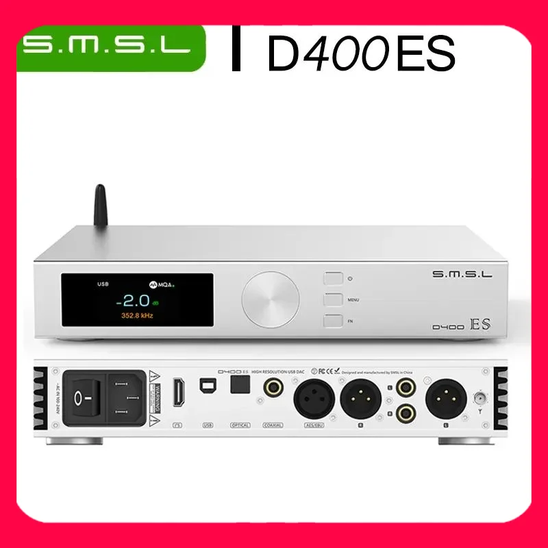 

SMSL D400ES Digital Audio High Fidelity MQA Decoder DAC ES9039MSPRO Supports MQA DSD512 XMOS XU316 OPA1612 Hi-Res Original HIFI