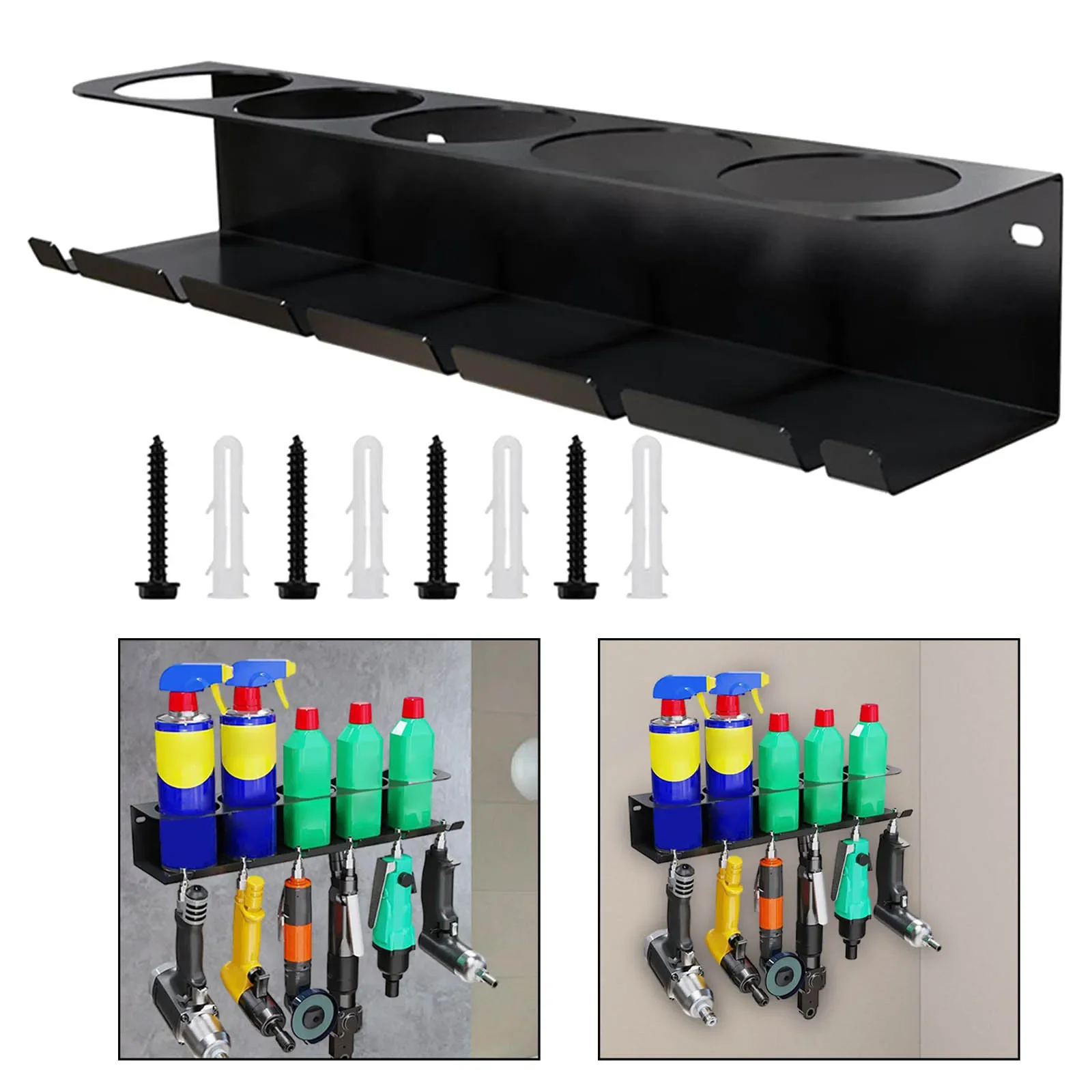 

Rack Wall Heavy Installation Simple Mounted 5 Workspace Duty Hole Spray Organizer Can Bracket Tool Storage Garage for Power And