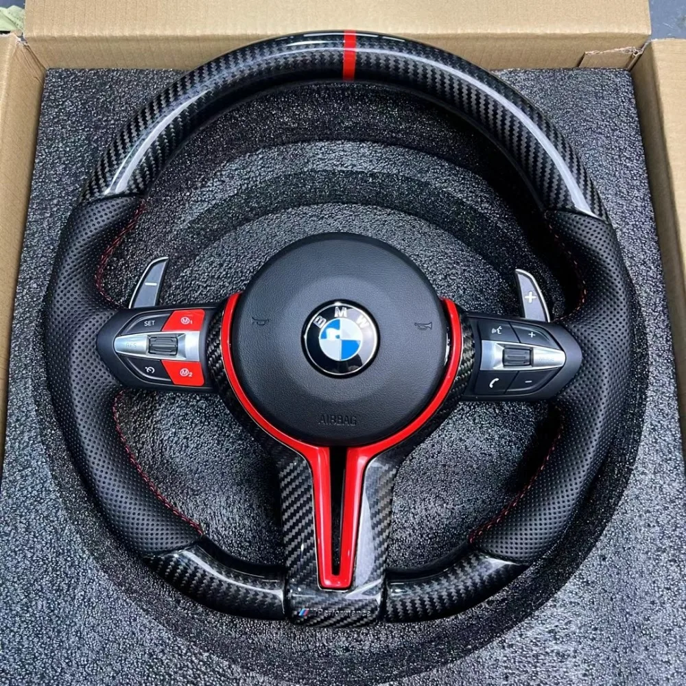 

Real Carbon Fiber Car Steering Wheel with Airbag Trim for BMW F30 F10 F11 F31 F20 F21 F22 F25 F26 F15 F16 F35 F36 F32 F80 F82 M3