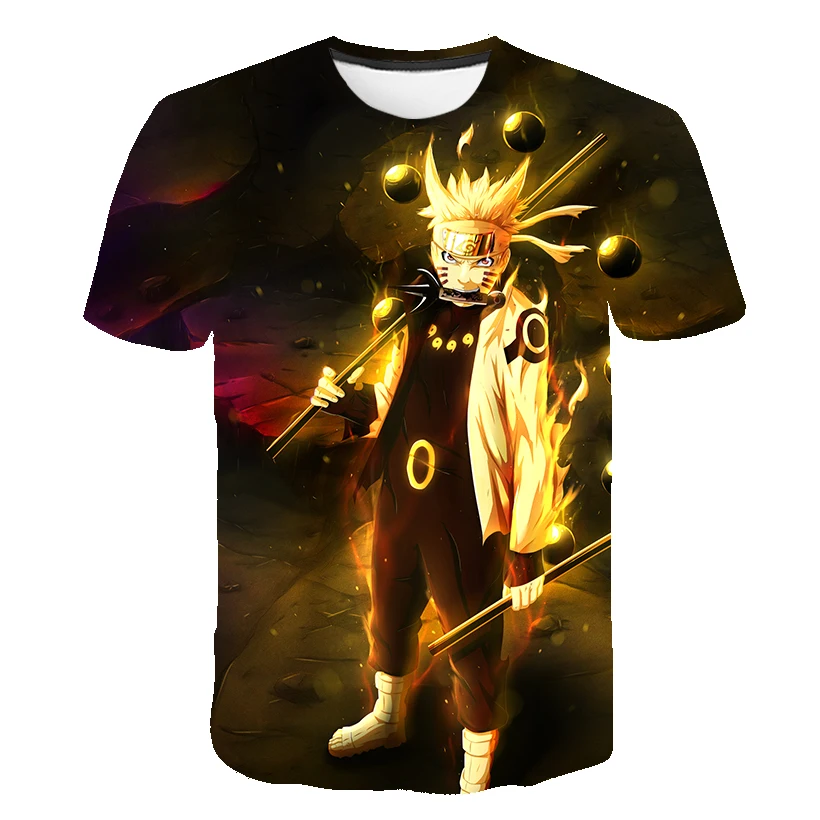 

Naruto 2024 new Japanese anime printed round neck short sleeve T-shirt boys and girls summer loose all-matching children's top