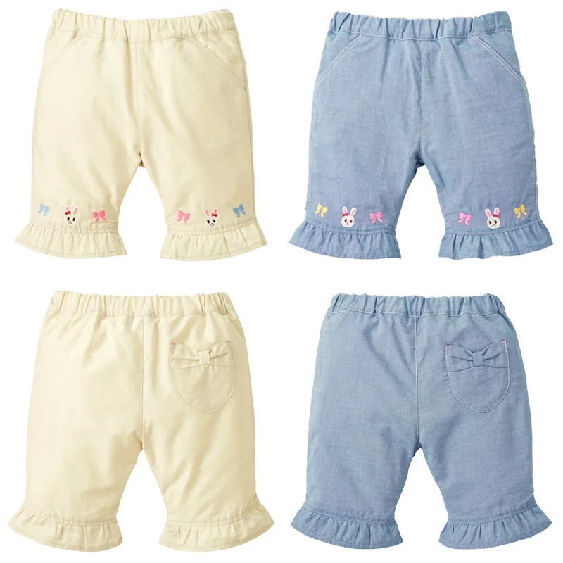 

Summer New Girls' Pants Cartoon Rabbit Embroidered Lace Capris Shorts Korean Baby Girl Clothes Roupa Infantil Menina Pantalones