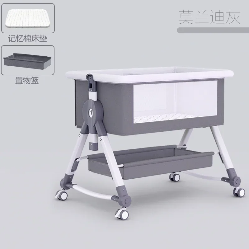 

Baby Crib Newborn Bed Splicing Big Bed Baby Crib Bb Crib Cradle Bed Multi-functional Mobile and Foldable