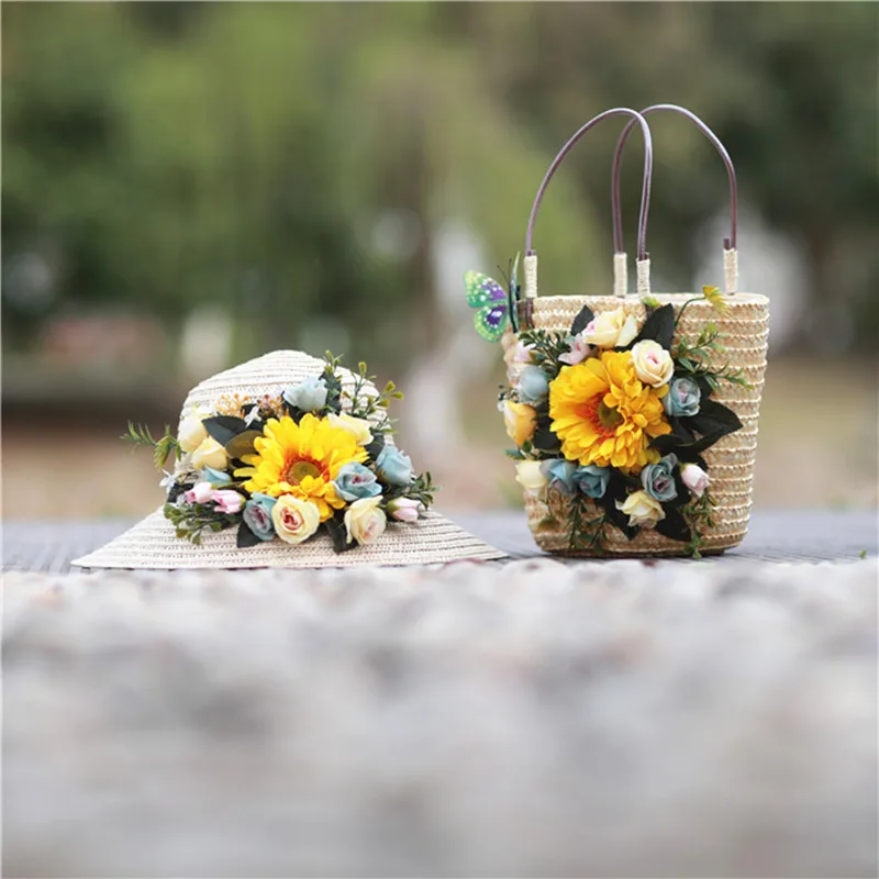 Fashion Girls' Women's Straw Bag Sunhat With Flower Decoration Handmade Woven Handbag Vacation Beach Bag Beach Hat
Fashion Girls' Women's Straw Bag Sunhat With Flower Decoration Handmade Woven Handbag Vacation Beach Bag Beach Hat
