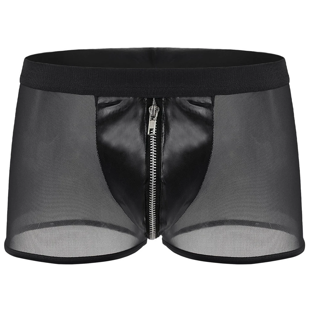Mens Boxers Low Rise Zip Mesh Spliced Leather Briefs Boxer Trunk See Through Shorts Bulge Pouch Boxer Underwear Lingerie
Mens Boxers Low Rise Zip Mesh Spliced Leather Briefs Boxer Trunk See Through Shorts Bulge Pouch Boxer Underwear Lingerie