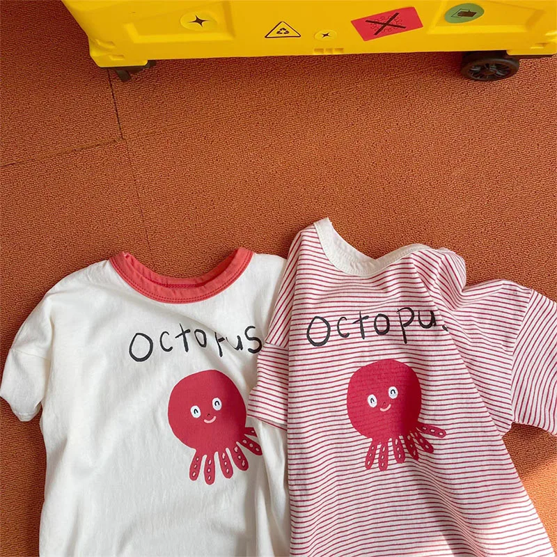 2023 New Fashion Baby Striped T Shirts Cute Cartoon Print Infant Short Sleeve T Shirt Summer Children Cotton Tee Boy Girl Tops
2023 New Fashion Baby Striped T Shirts Cute Cartoon Print Infant Short Sleeve T Shirt Summer Children Cotton Tee Boy Girl Tops
