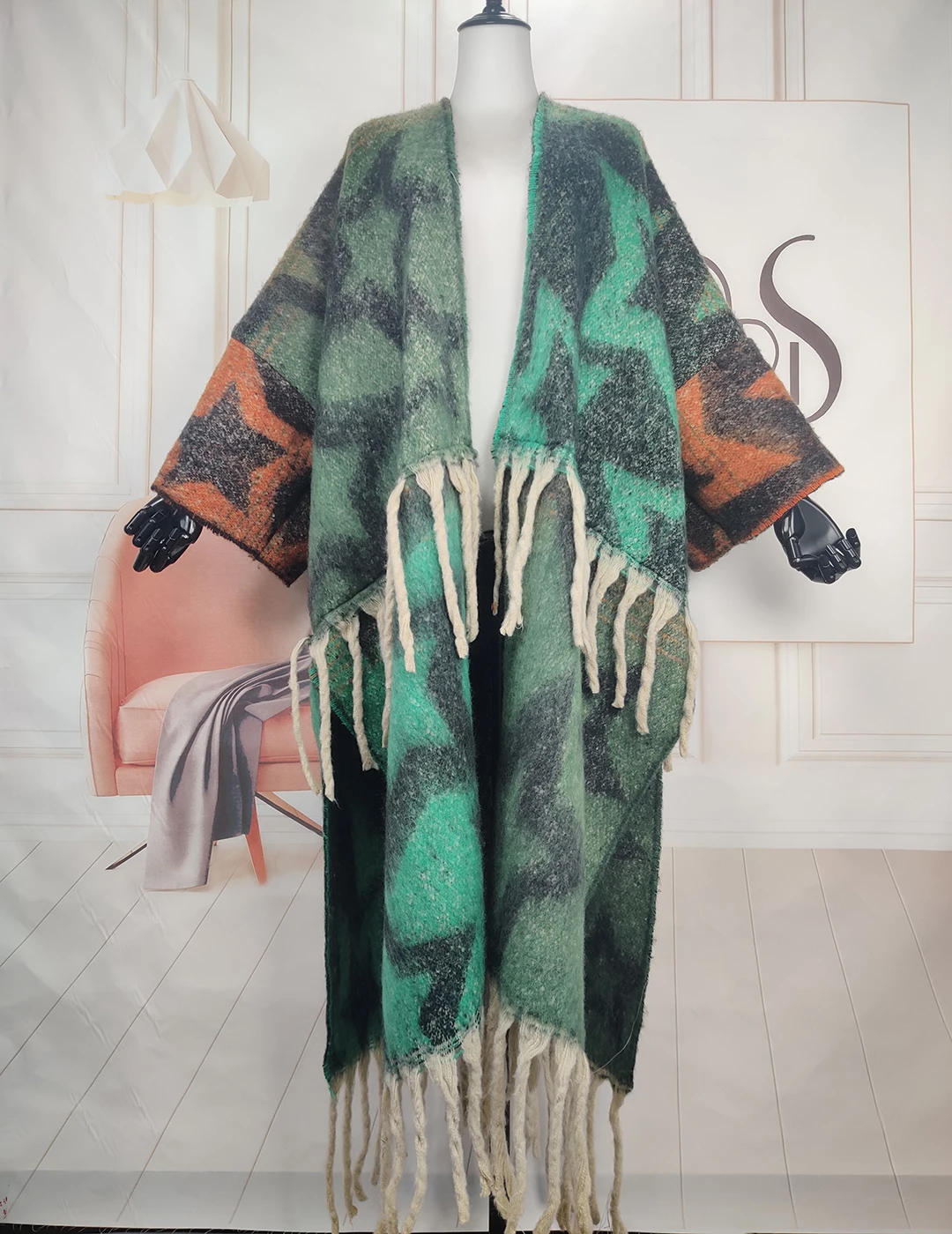 

African 2023 Fashion Rich Women Winter Open Front Warm Long Cardigans Plus Elegant Lady Long Fuzzy Kimonos For Holiday Caftan