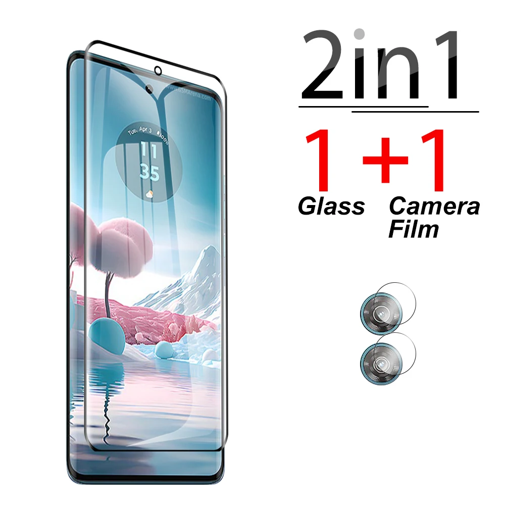 

2in1 Anti-Scratch Lens Protective Glass For Motorola Edge 40 Neo Full glue curved 20D 3D Curved screen protector edge40 Pro