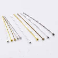 

200pcs Head Pins 20 30 40 50mm Metal Ball Head Pins Plated Gold For Jewelry Findings Dia 0.5mm Making DIY Needles Beads Supplies