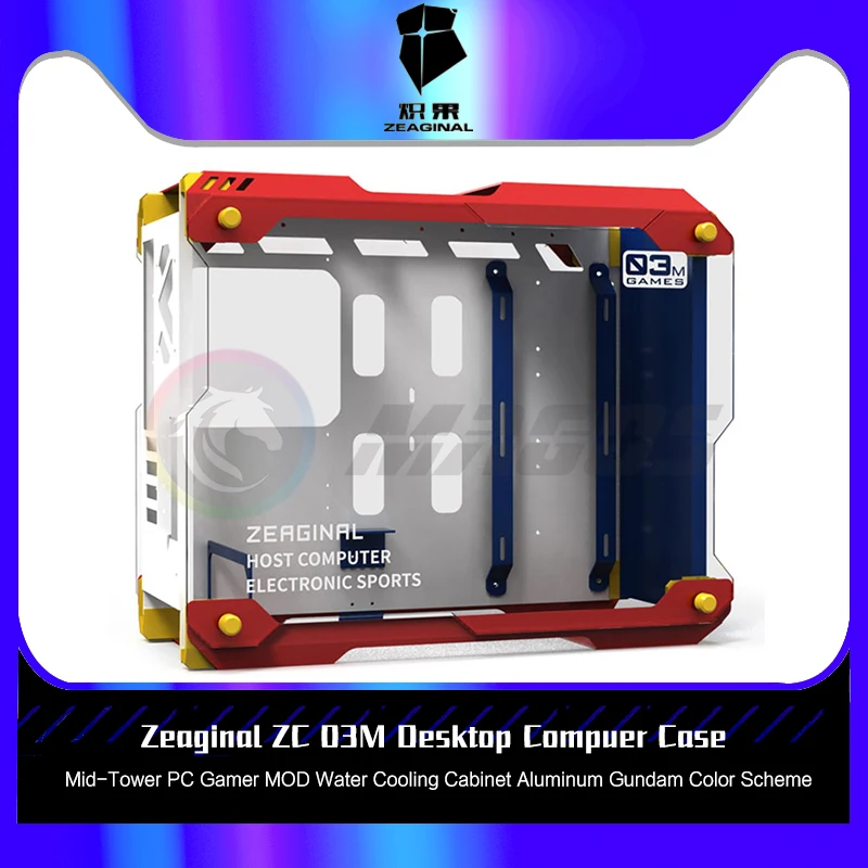 

Zeaginal ZC 03M Desktop Compuer Case Mid-Tower PC Gamer MOD Water Cooling Cabinet Aluminum Gundam Color Scheme