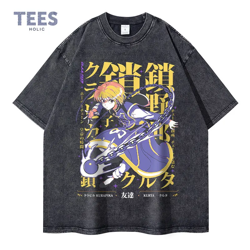 Kurapika T Shirts Oversized Vintage Washed Anime Hunter x Hunter T-shirt Streetwear Short Sleeve Manga Killua Gon Tops Tees Men
Kurapika T Shirts Oversized Vintage Washed Anime Hunter x Hunter T-shirt Streetwear Short Sleeve Manga Killua Gon Tops Tees Men