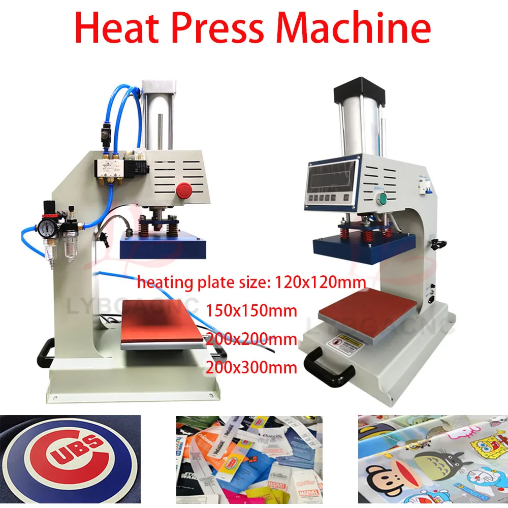 

Pneumatic Heat Transfer Machine Hot Stamping Machine T-Shirt Logo Heat Press Printing for DIY Printer Continuous Work 150x150mm