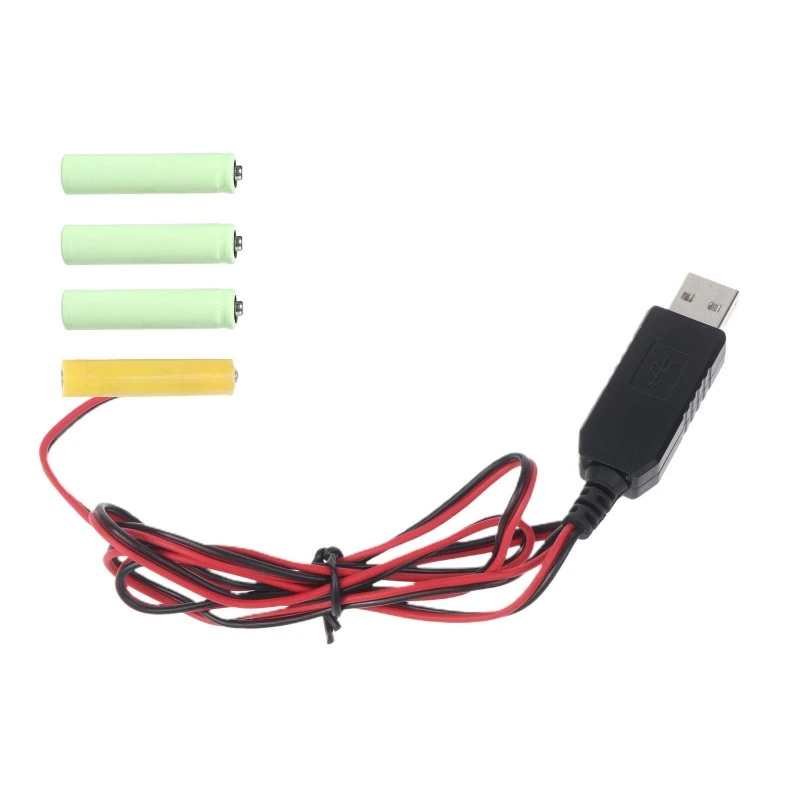 

Кабель-переходник для аккумулятора с USB на 6 В, замена 4 батареек AAA 1,5 В LR03 для игрушечной светодиодной лампы с